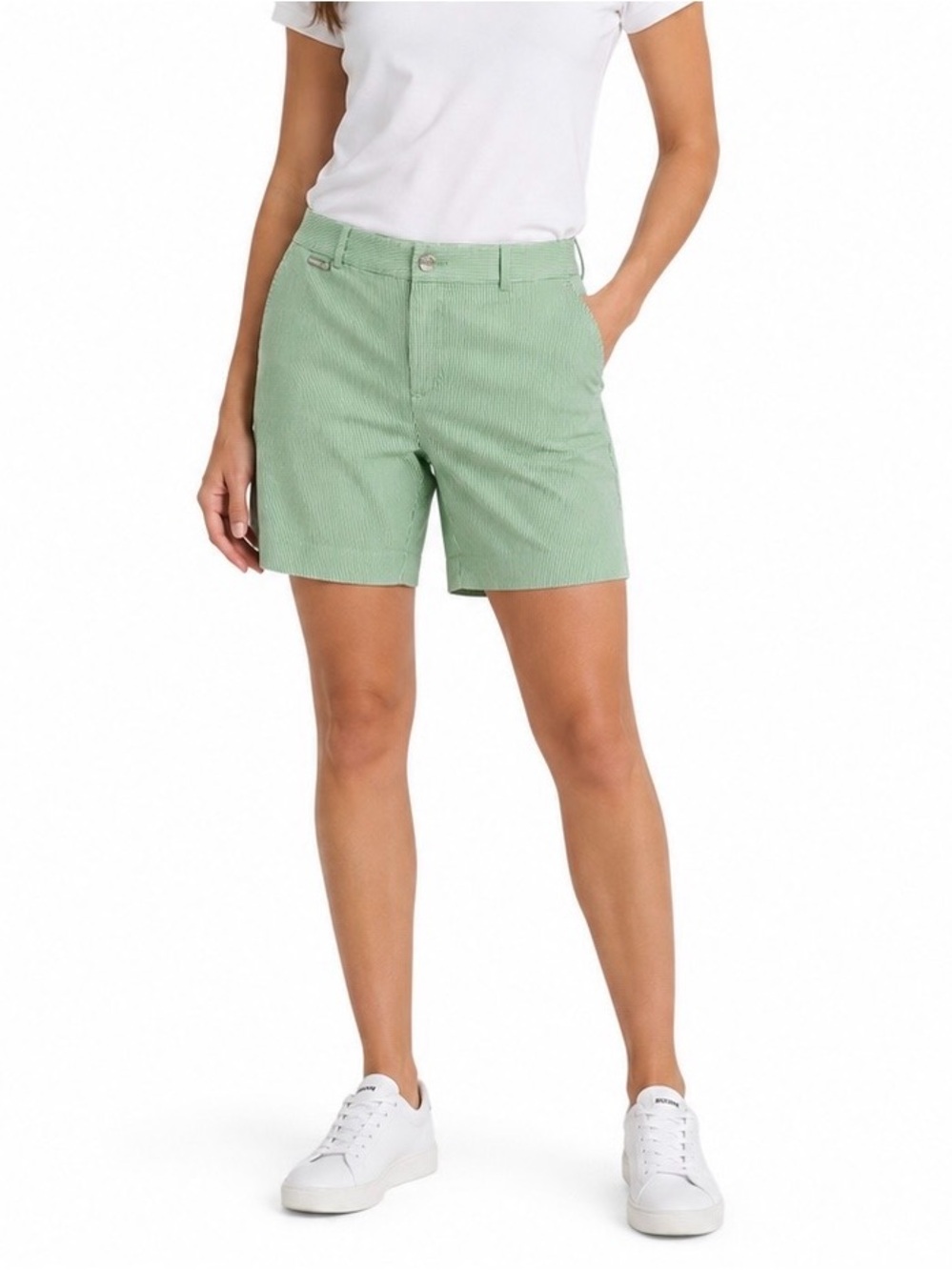 Lauren Ralph Lauren summer Active golf green white striped chino shorts size 4